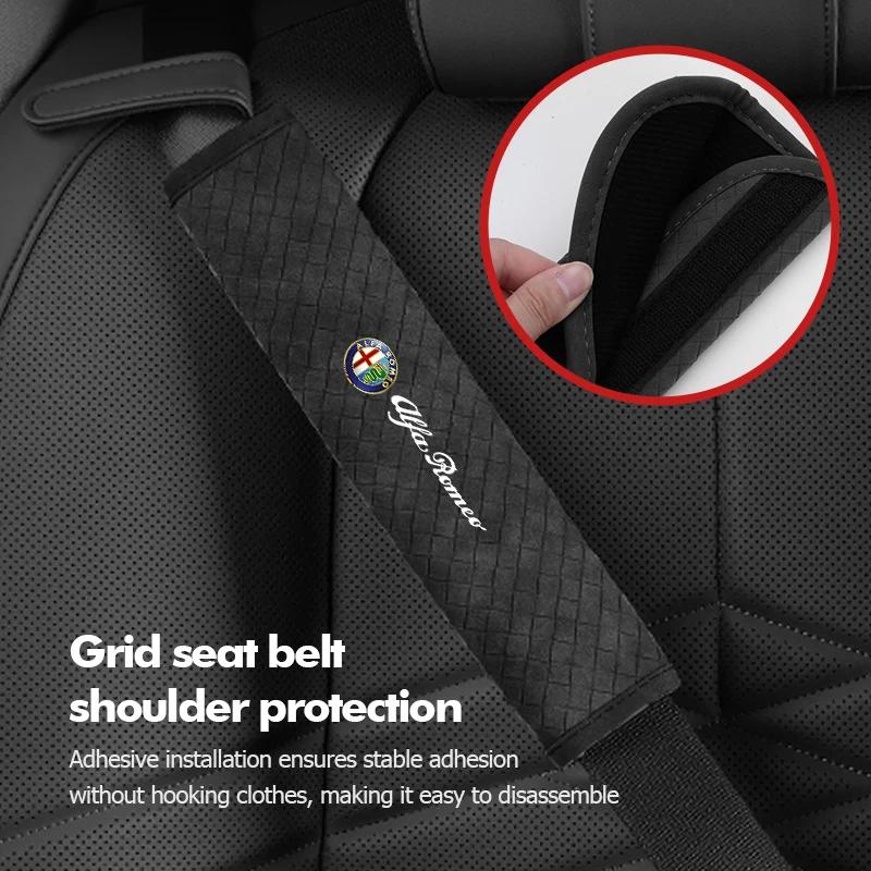 Hub Caps Leather Car Seat Belt Cover Safety Belt Shoulder Protection Pads For Alfa Romeo 159 Giulietta Giulia 147 Mito 156 159 1 CVP1