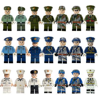 Sjø-, Land- og Luft Byggeklossdukker Kinesiske Moderne Militærdukker Samlet Gutter Pedagogiske Leker