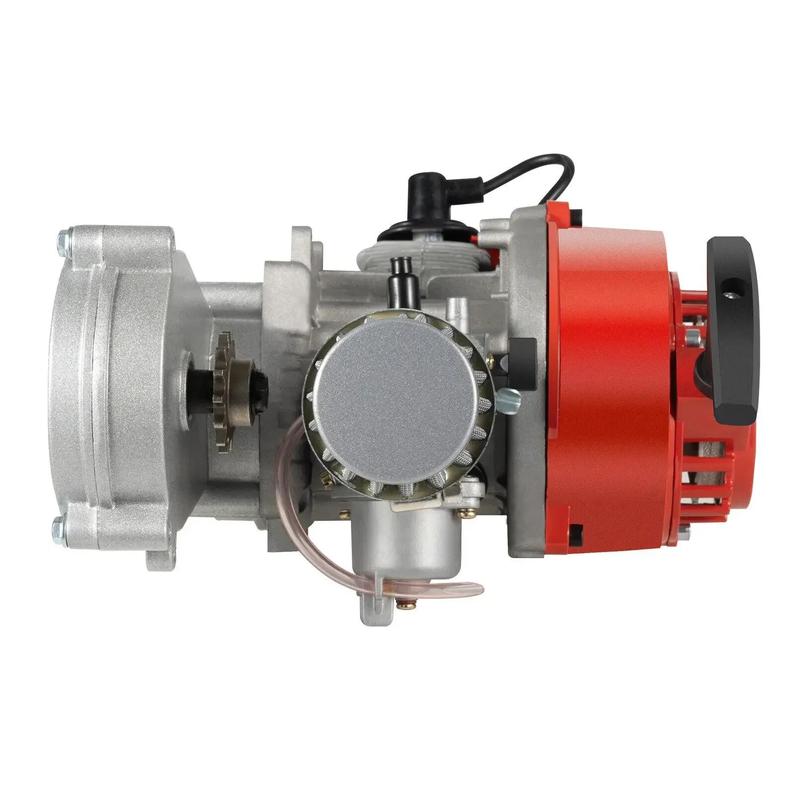 

2-тактний 49CC 48 км/год Запуск з мотузки Газовий двигун Електронне запалювання з Повітряним фільтром, для Кишенькового велосипеда Міні-мотокросу Квадроцикла Скутера помаранчевий