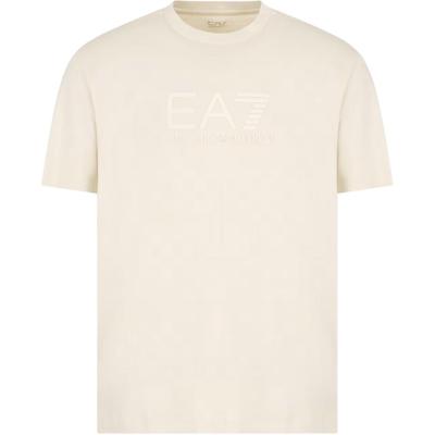 Ea7 Transparent Cotton Crew Neck Short Sleeve T-Shirt Men Tops Beige 7M000224-AF10375-U1079