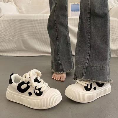 2025 Autumn New Platform Casual Shoes Board Shoes Women's Black and White Panda Little White Shoes Board Shoes Women Ins Student Tide Shoes Batch
