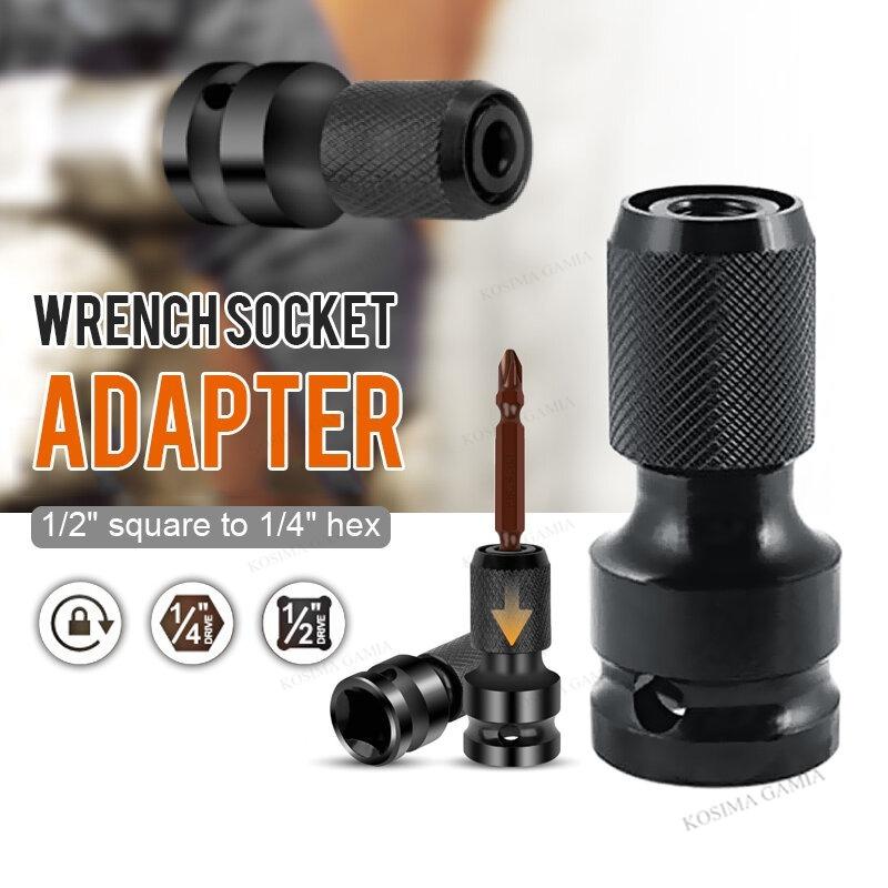 1/2Pcs Impact Wrench To Drill Adapter 1/2 To 1/4 Hex Converter Socket Extension Bit Holder for Electric Wrench and Power Tools
