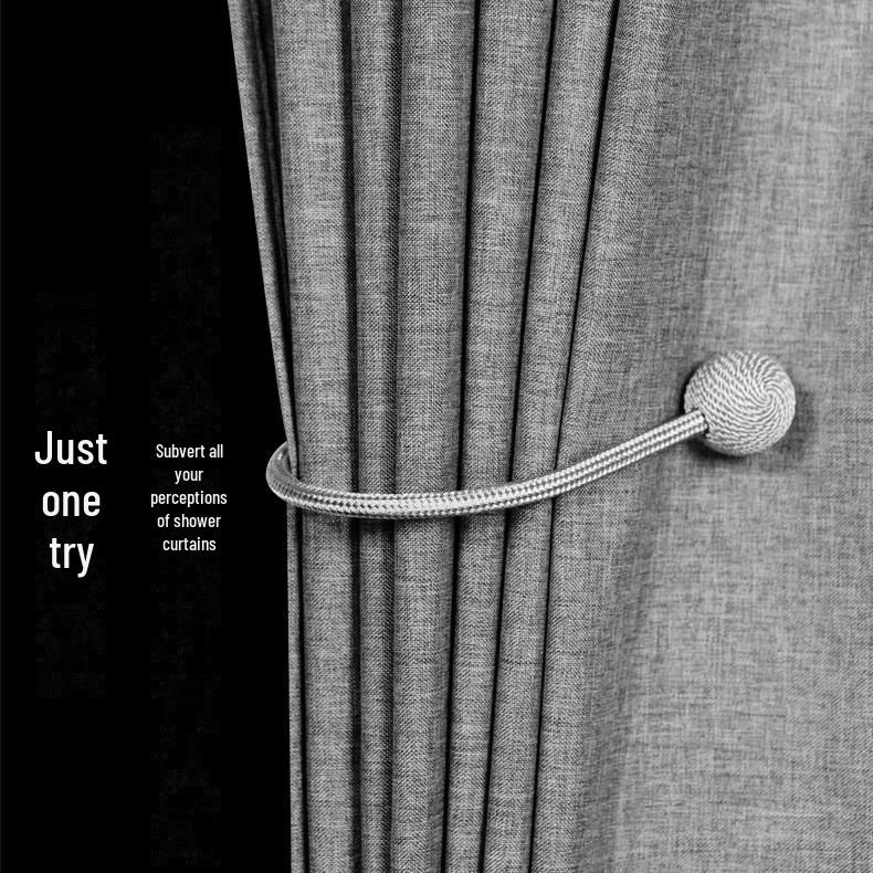 Waterproof Imitation Linen Shower Curtain - 235g Polyester, Thick Solid Color, Ideal for Bathroom Partitions