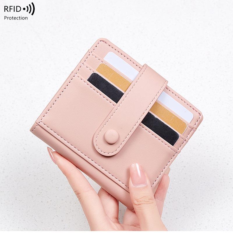 

New Korean and Japanese Minimalist RFID Wallet - Multifunctional Travel Card Holder and Coin Purse for Men and Women розовый