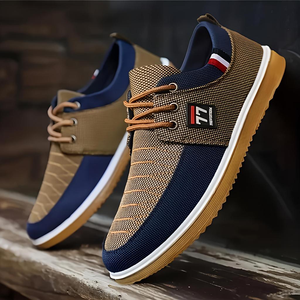Pánské ležérní plátěné boty, prodyšné protiskluzové šněrovací boty odolné proti opotřebení pro outdoor, jaro, léto a podzim