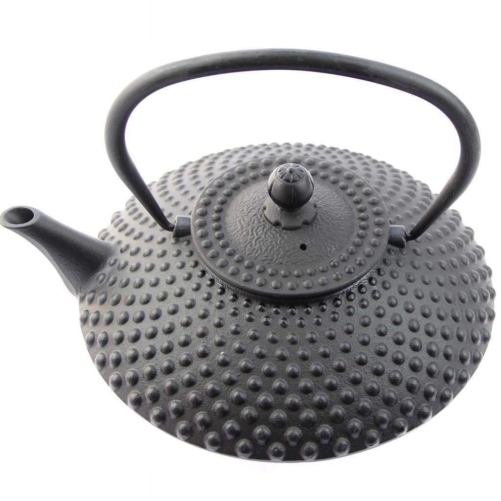 Cast Iron Kettle 1.25L Black Infuser With Strainer For Tea And Herbs