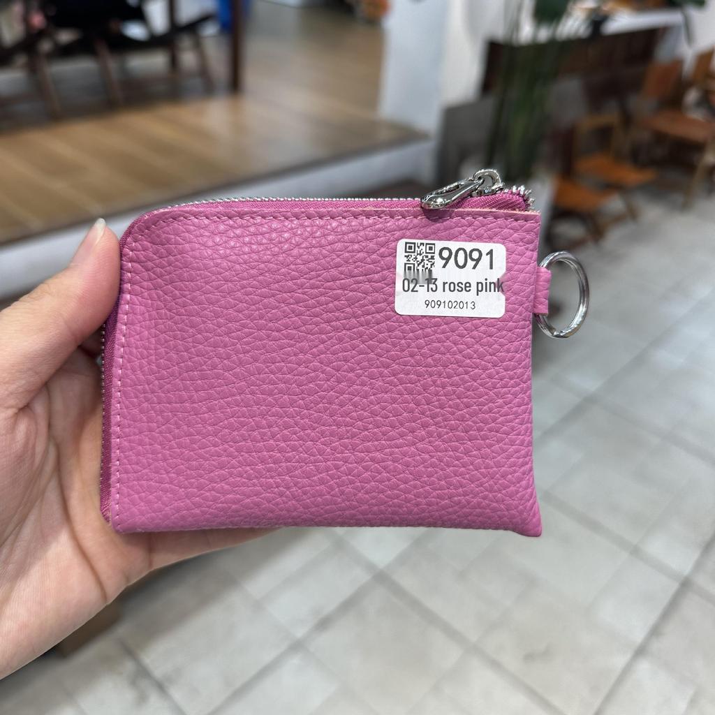 Genuine Leather Zipper Coin Purse & Card Holder with Key Ring