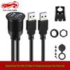 Waterproof Dual Port USB 3.0/2.0 Male To Female Extension Cable for Car, Motorcycle, Boat Dashboard.