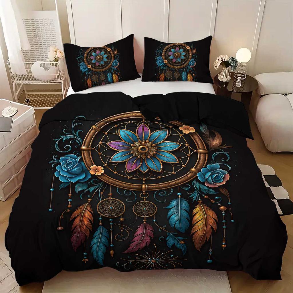 3pcs Bohemian Pattern Printed Bedding Set, 1*quilt Cover+2*pillowcase, Suitable for Couples and Adults Bedrooms