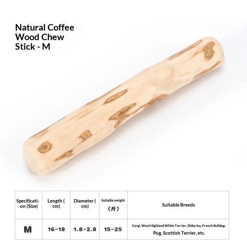 Natural Coffee Wood Dog Molar Chew Toys Safe Non Splinter Stick Stress Relief for Teething Puppies Small Breed Dog Daily Play