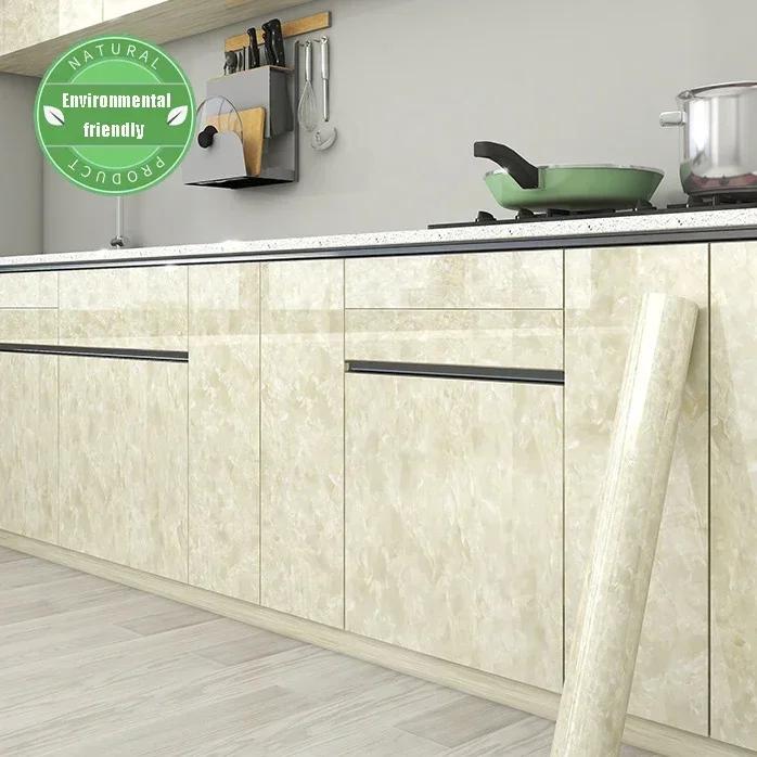 

Современная декоративная пленка под искусственный мрамор для ремонта кухонной столешницы, водонепроницаемая, маслостойкая настенная наклейка, самоклеящиеся декоративные пленки 500x40cm