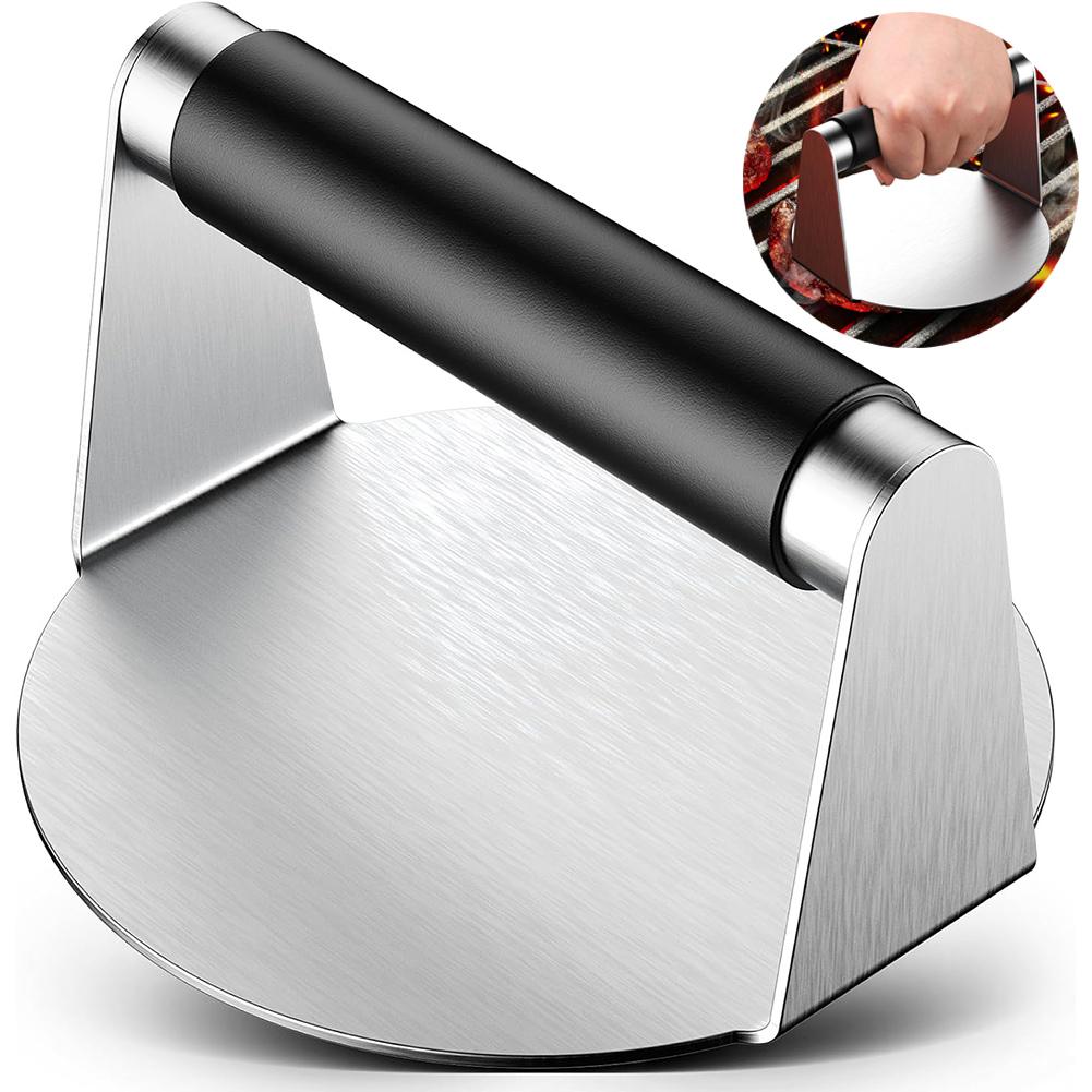 

Burger Press, Hamburger Smasher Tool for Griddle, Stainless Steel Ham Patty Press with Anti-Scald Handle, 5.5 Non Stick Grill