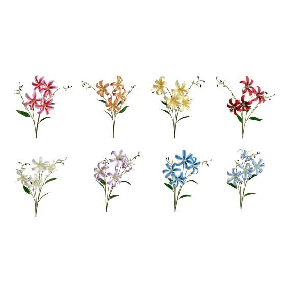 Faux Lily Flower Long Stem Artificial Lily Branch with 4 Bloom Heads And Leaves Real Touch Lilium Flower for Wedding Party Home Decor