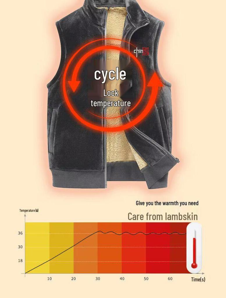 Men's Plus Size Fleece-Lined Double-Sided Vest for Middle-Aged and Elderly - Warm Autumn/Winter Outerwear