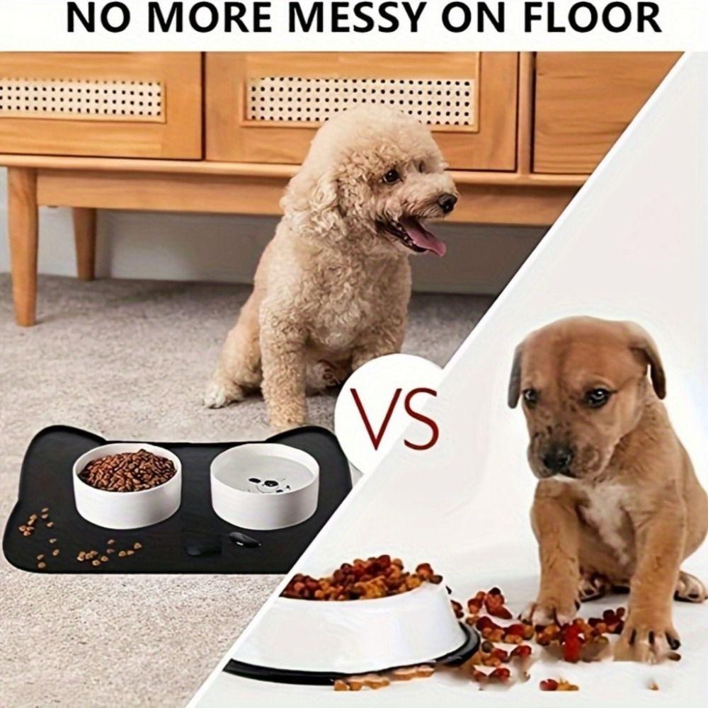 Silicone Pet Feeder Mats Cat-shaped Cat Placemat Portable Pet Bowl Mat Kitten Feeding