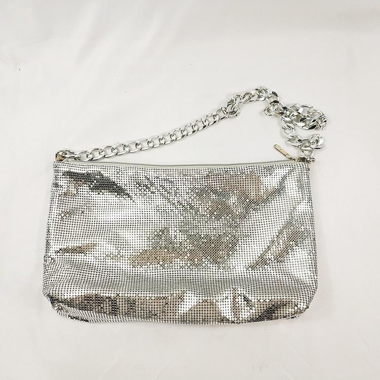 

Осінньо-зимова жіноча сумка 2019, нова жіноча сумка зі змійовим малюнком, важкий метал, товстий ланцюжок, жіноча сумка великої місткості, прикрашена блискітками срібний