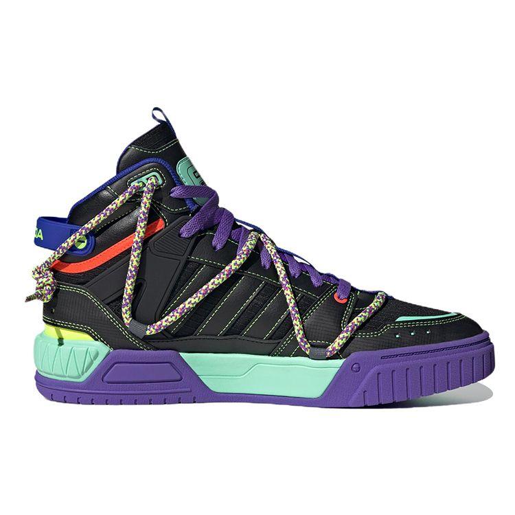 Adidas Neo D-Pad Mid Trendy Casual Slip-Resistant Durable High-Top Skate Shoes Unisex Skate Shoes Black Purple Green HQ7053