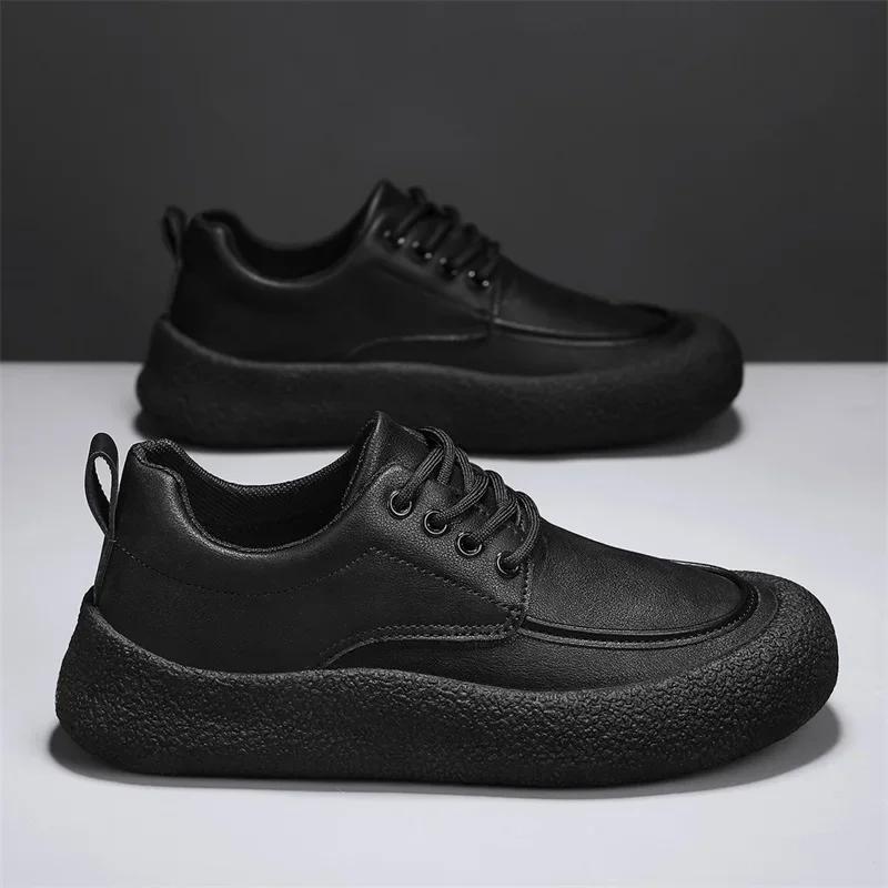 Трендовая мужская кожаная повседневная обувь дышащая удобная универсальная белая обувь — фото 3