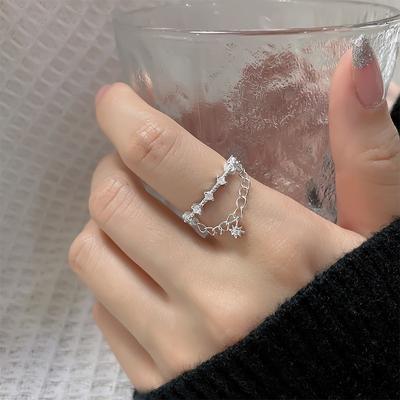 AAA Zircon Rings Star Chain Tassel Adjustable Rings For Women Jewelry
