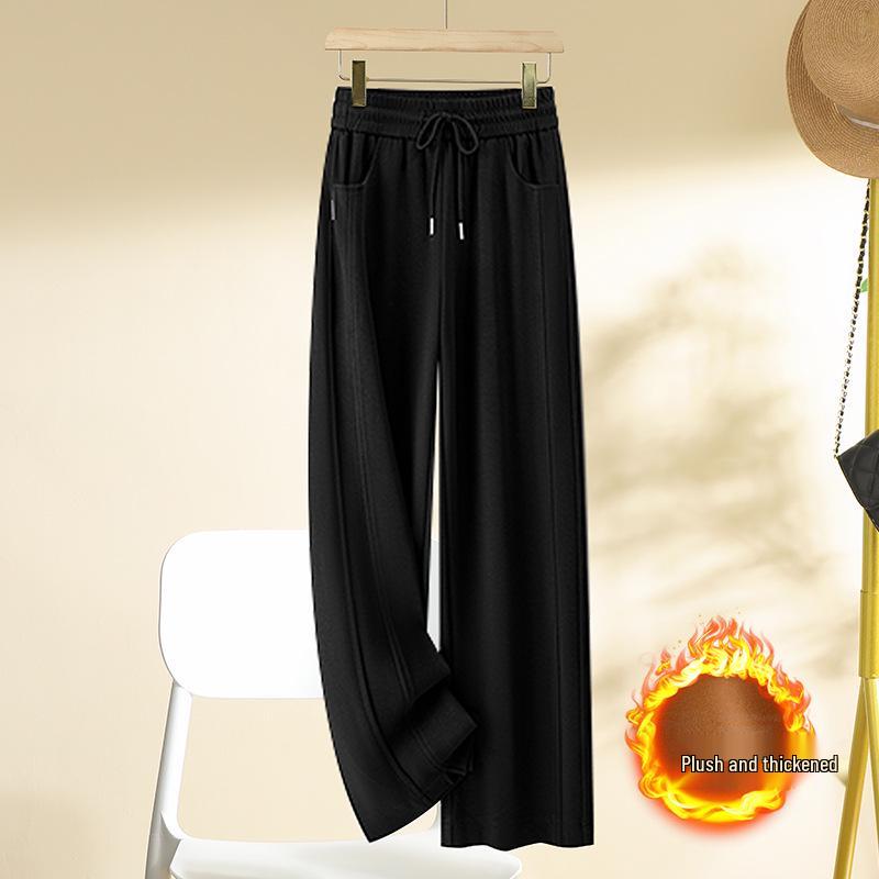 Women's Autumn/Winter 2024 Thick Elastic Waist Wide-Leg Pants