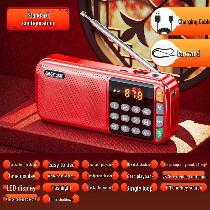 Xianke 2025 Portable Rechargeable Radio & Speaker for Seniors