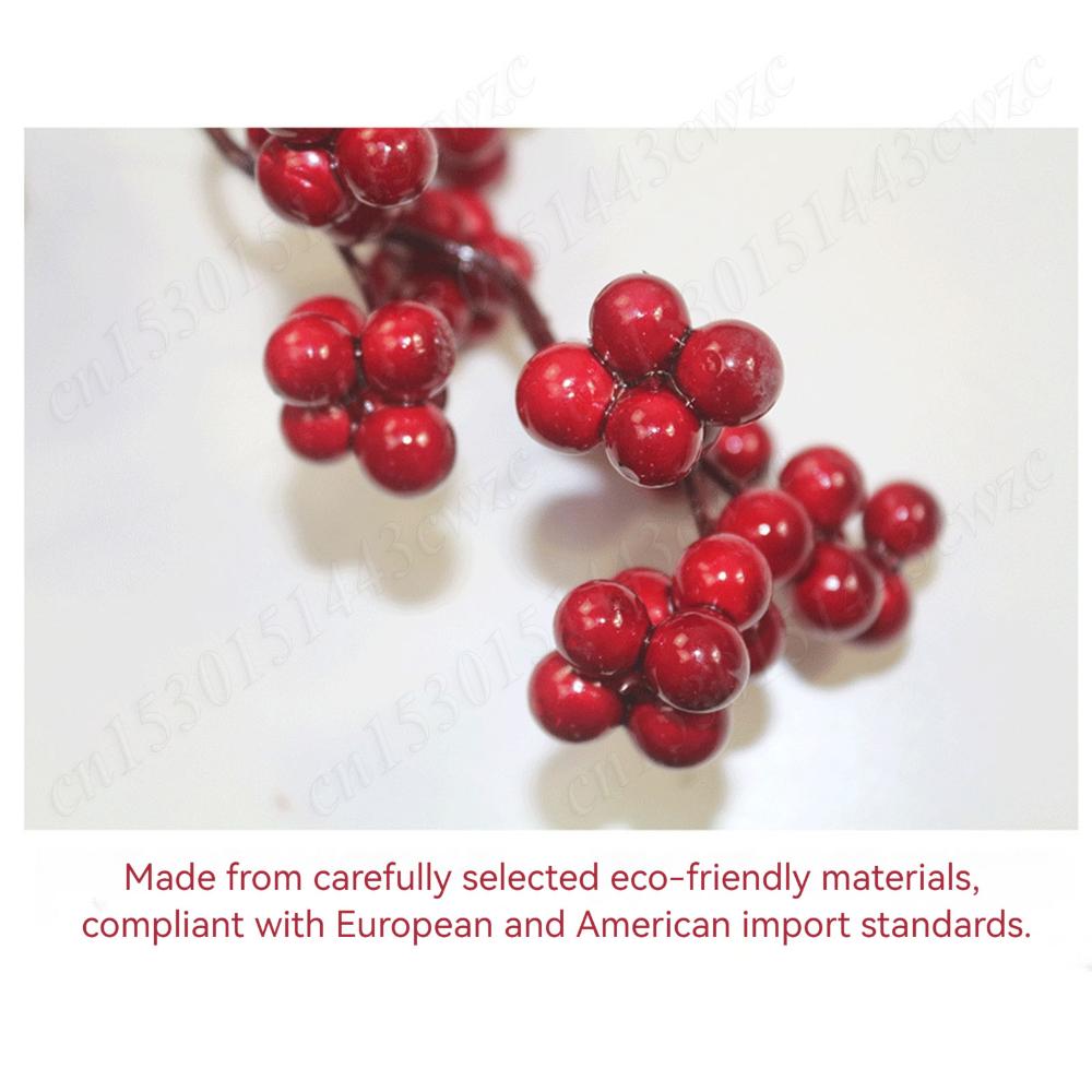 Artificial Red Berry Garland Christmas Decor Anti-scratch Xmas Wreath Easy Setup New Year Party Outdoor Winter Wall Ornaments