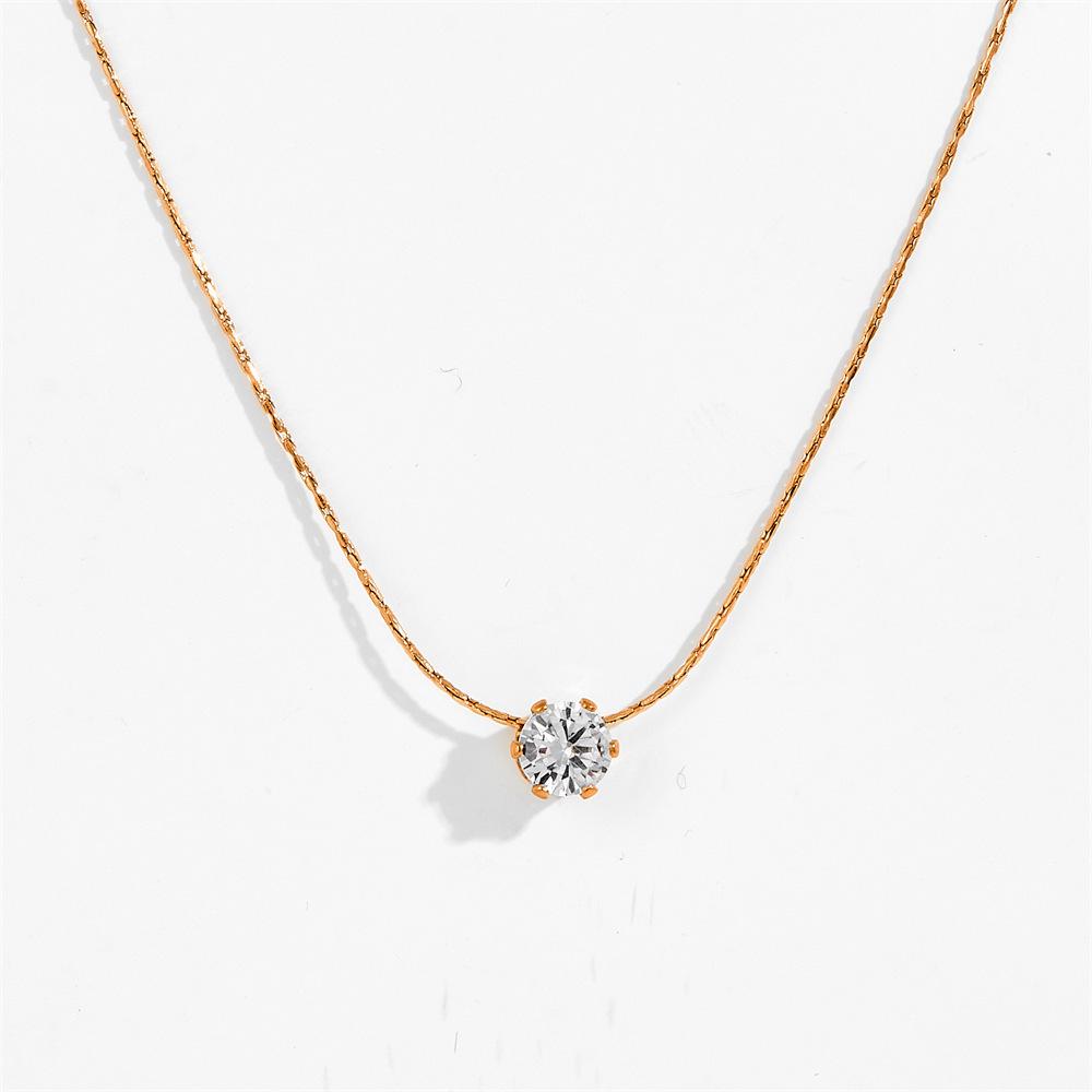 2025 Niche Design Gold 6-Prong Diamond Pendant Necklace - Elegant, Non-Fading Clavicle Chain