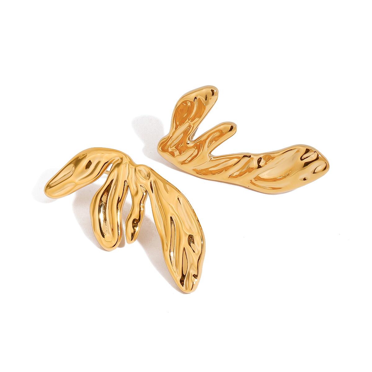 Yori Stainless Steel Leaf Earrings Hypoallergenic Fashion Ear Jewelry for Women Elegant Leaf Design for Party Wedding Daily Wear золотистый