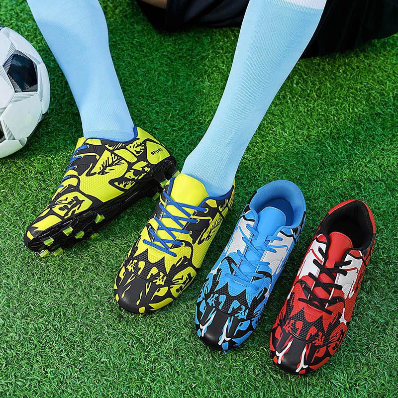 Youth Adult Men's and Large Size Football Shoes Lace-Up Men's TF Broken Nails Elementary School Student Competition AG Long Nails Older Children