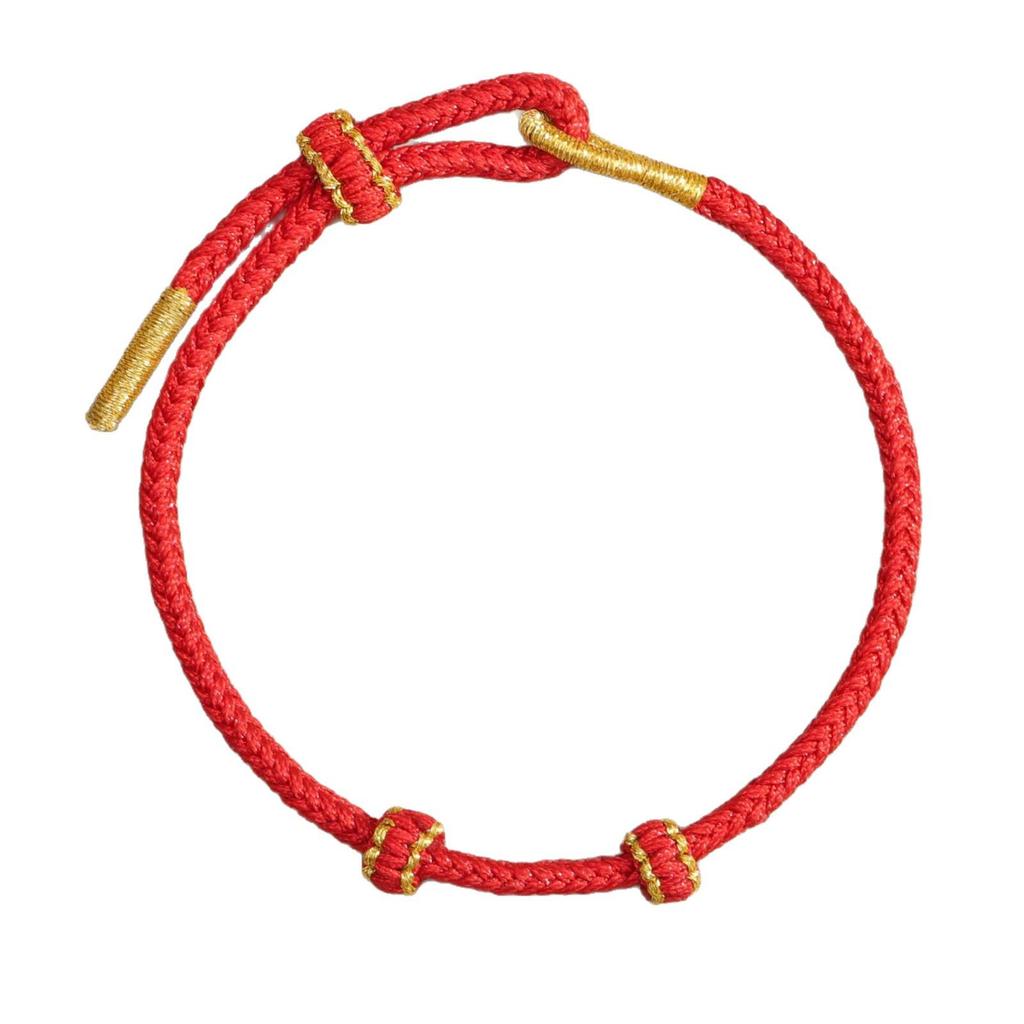 Handmade Eight-Strand Woven Red Rope Bracelet for Beading - Ethnic Style Birth Year Charm
