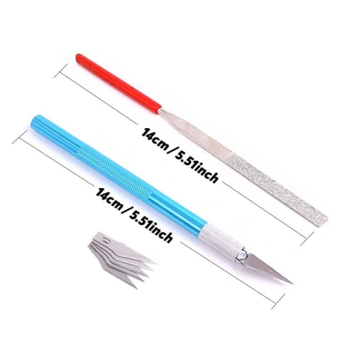 Audiophile Beginner's Model Tool Kit, 10-Piece Set, Includes Modeler's Knife (5 Replacement Blades), Thin-Blade Nippers, Precision Tweezers, and Stora