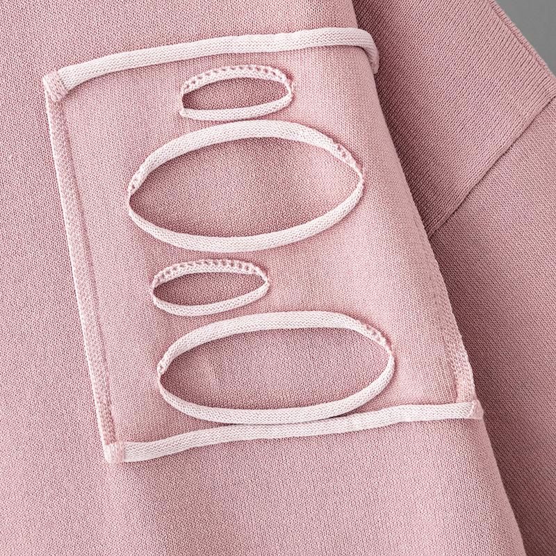 Women's Ice Silk Knitted Suits Summer O Neck Short Sleeve Long Pants Large Two Piece Set