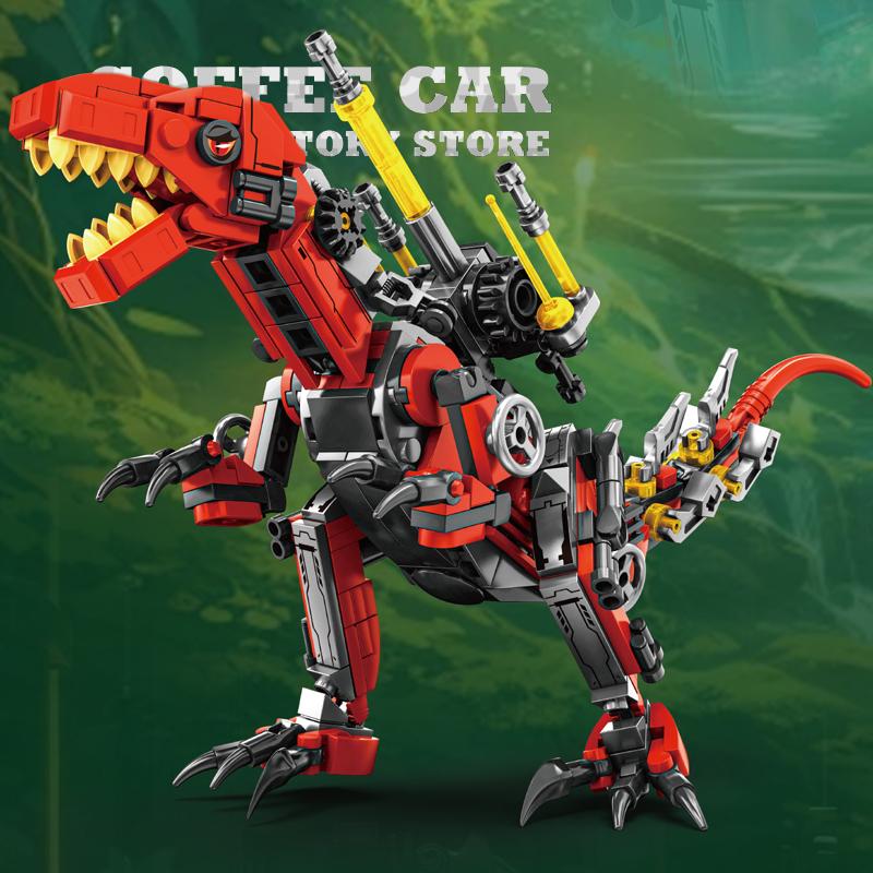 Non-Toxic Creative T-Rex Bricks Puzzle Toys Moc Mech Dragon Building Kit 3D Dinosaur Block Triceratops Robot Model Gift For Kids Adult New