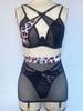 Leopard Mesh Lingerie Set Sexy Sheer Bra Panty Nightwear Black Leopard Costume Halloween Party Gift
