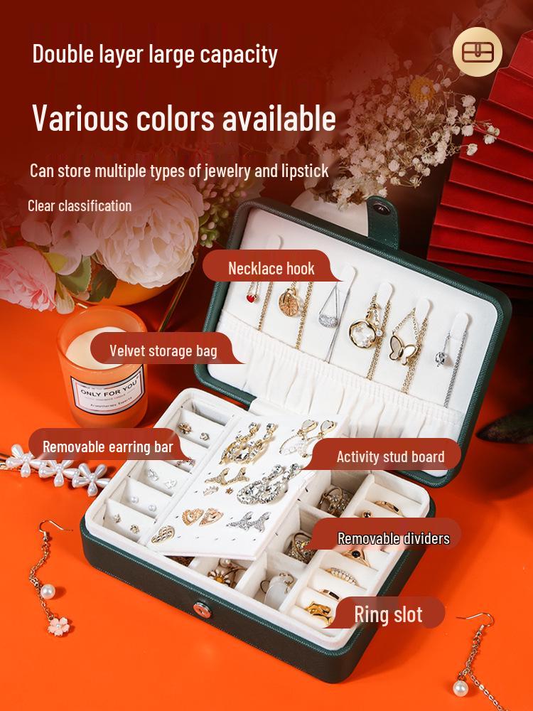 Portable PU Minimalist Jewelry Box for Studs and Rings - Multifunctional Storage Box