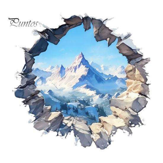 Modern Minimalist Room Decor Snow Peak Wall Sticker, 3D Landscape Decorative Decal, Durable Mountain Stickers PVC Waterproof Window Film, for