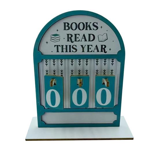 Book Read This Year Counter Track Up to 999 Book Wooden Annual Reading Goal Challenge Tracker with Number Signs Bookshelf Decoration Book Lovers Gift