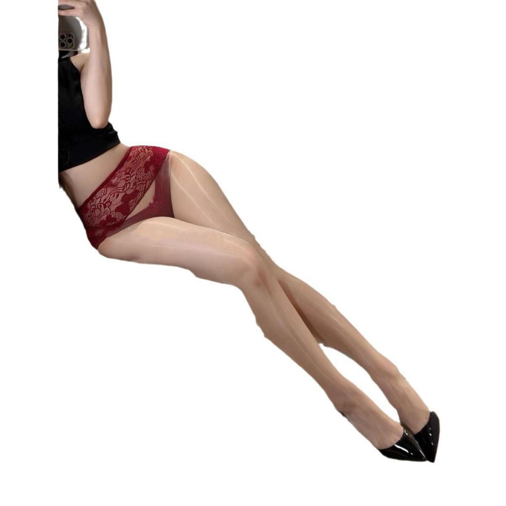 Mu Ruan Sicily 0.01d Aurora Stockings: Sexy Lace, Invisible, Open Crotch, Shiny Black Silk