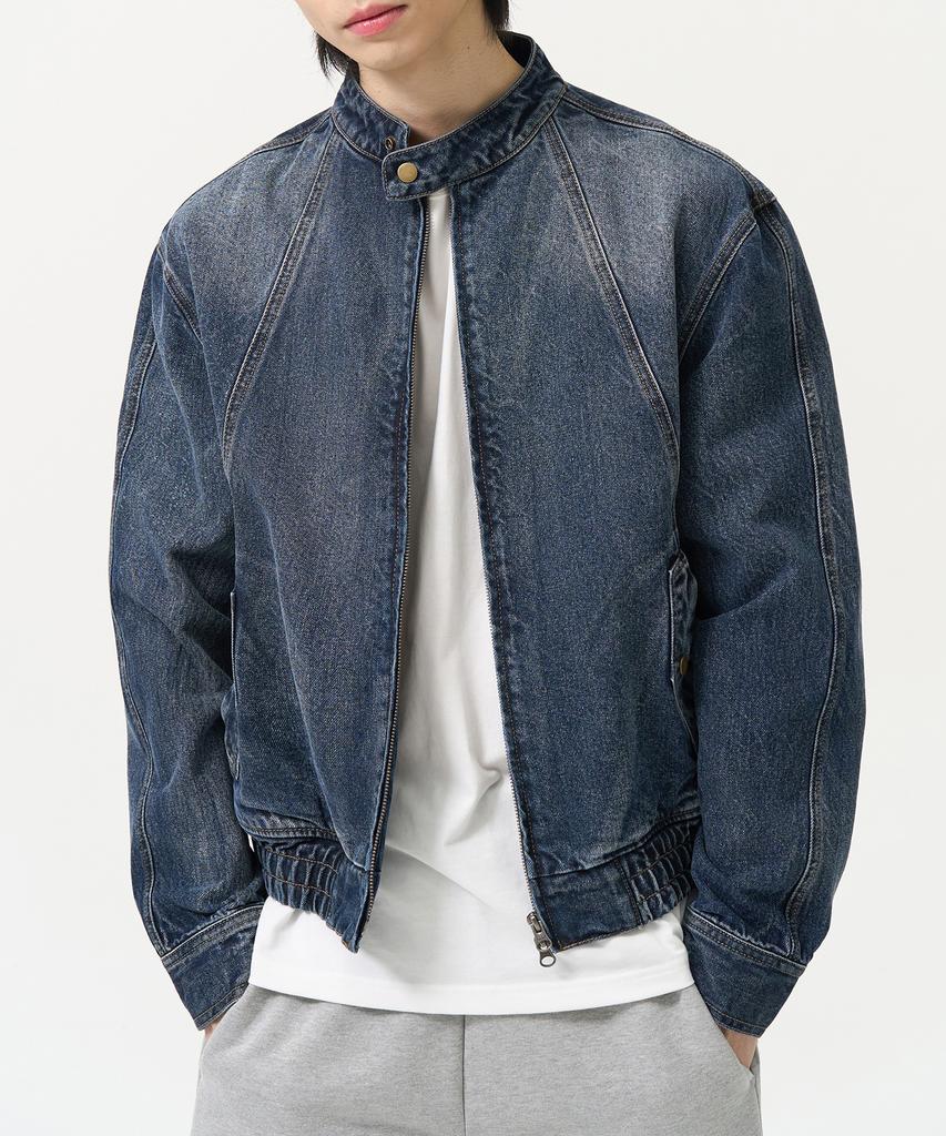 Toffee Vintage Snap Denim Blouson Jacket (Washed Indigo)