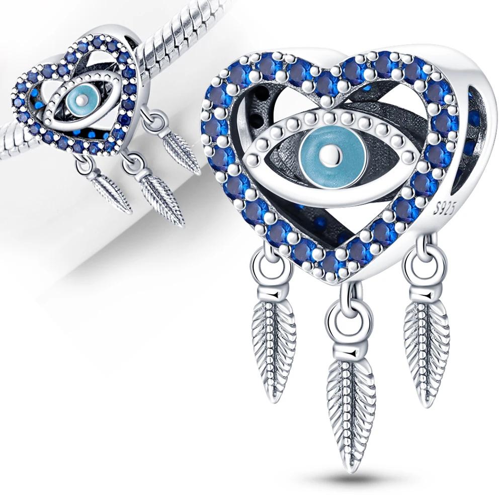 Charms Silber Blaue Augen Perlen Für CharmsOriginales Armband Perlen Schmuckherstellung Geschenk für Frauen