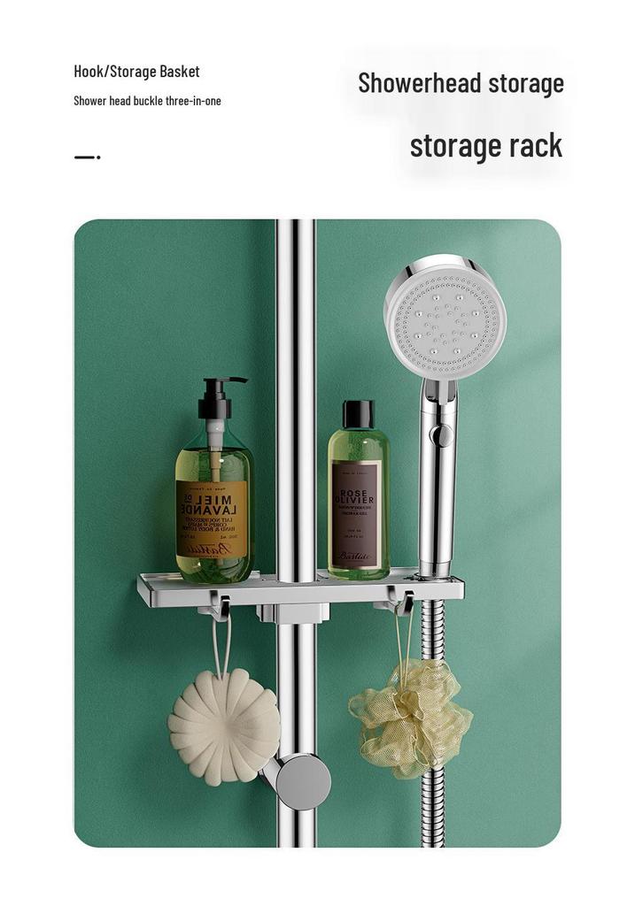 Adjustable 304 Stainless Steel Shower Head Holder & Storage Rack