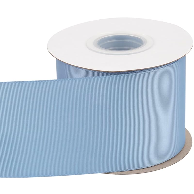 [Tekdeere]Width 75mm Solid French Blue Grosgrain Ribbon, Perfect for Gift Wrapping, Sewing, Hair Accessories, Wedding Decorations - 22 Meters/roll