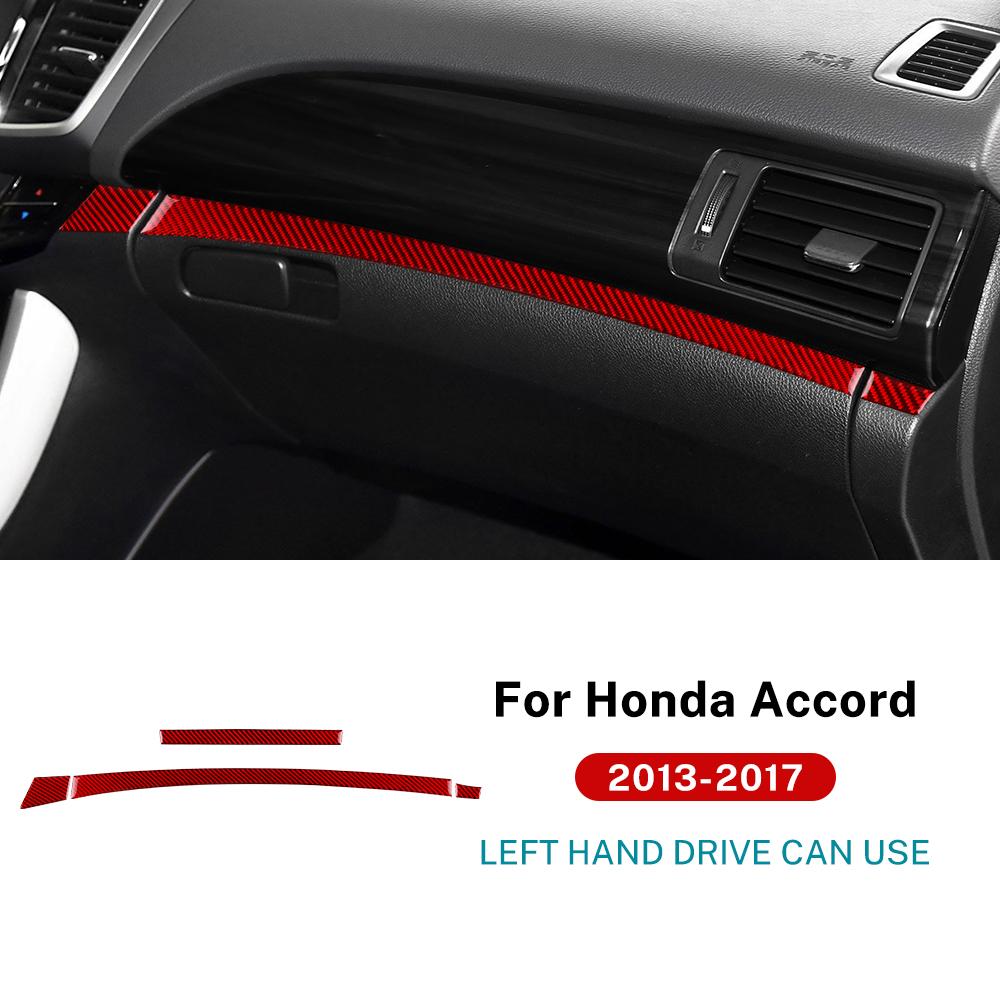 

Real Soft Carbon Fiber Sticker For Honda Accord 2013 2014 2015 2016 2017 LHD Car Co-Pilot Instrument Strip Trim Accessories