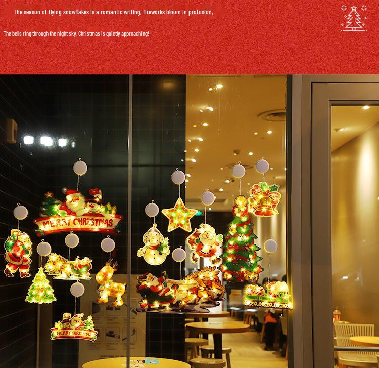 LED Christmas Suction Cup Window String Lights - Indoor Decorative Hanging Lights for Holiday Display