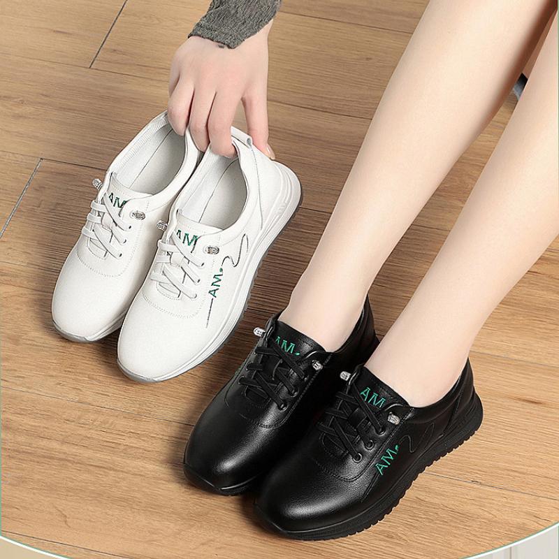 Lettvektssko, Komfortable og ikke-trettende sportshvite sko for kvinner, Reise- og fritidssko for vår og høst, Damesko med myk såle