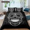 Skull Duvet Cover Queen Size Microfiber Vintage Sugar Skull Girl Day Of The Dead Bride With Dark Color Roses Graphic Bedding Set