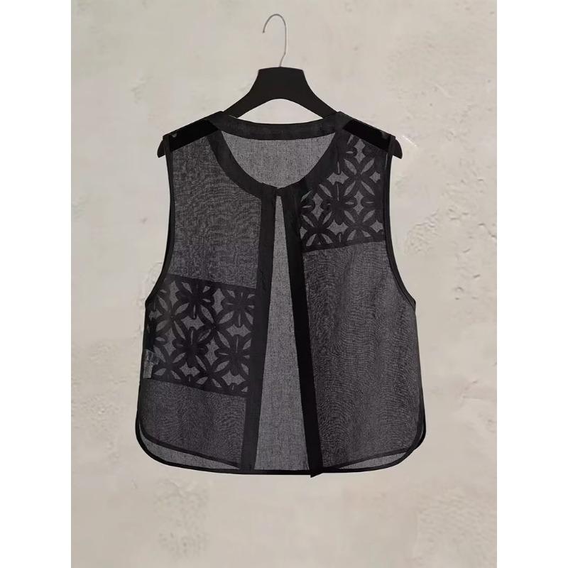 New Chinese Style Vest Top Women's Thin Summer Round Neck Short Vest Jacket