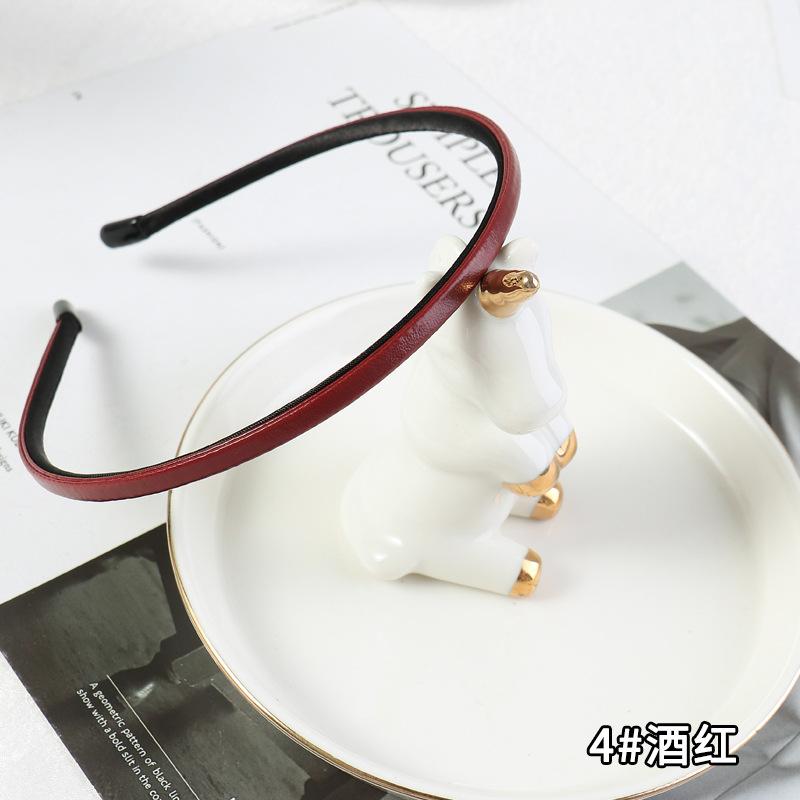 Neue Damen Vintage PU Leder Einfache Dünne Haarbänder Schlichte Handgemachte Einfarbige Stirnbänder Wasch-Stirnbänder Elegante Haarreife