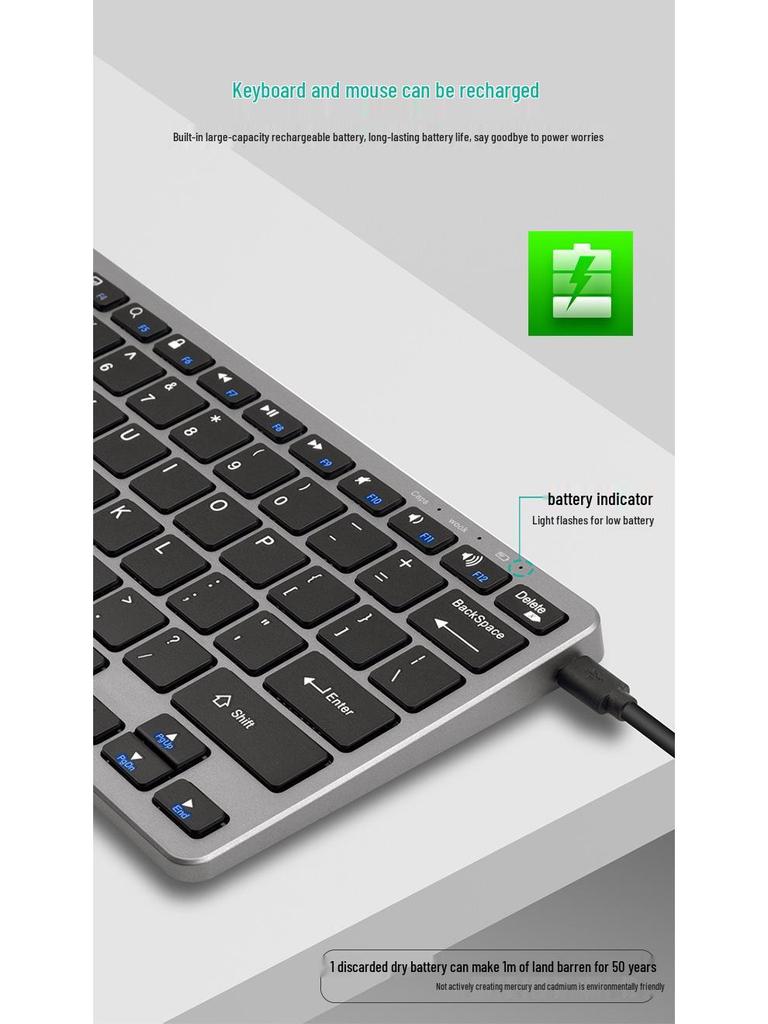 Portable Silent Bluetooth Wireless Keyboard and Mouse Set for Tablets