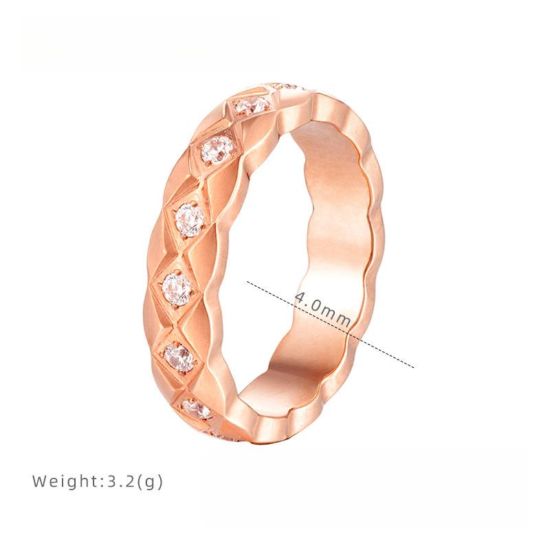 Non-fading Xiaoxiangfeng Rhombus Titanium Steel Rose Gold Plain Ring Index Finger Women's Light Luxury High-end Design Niche